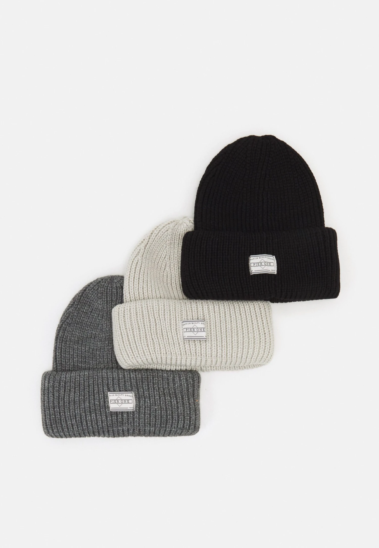 Pier One Unisex 3 Pack - Gorro - Black/Dark Grey/Off-White 1 Pier One Unisex 3 Pack - Gorro - Black/Dark Grey/Off-White